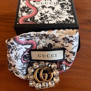GUCCI Double G Brooch W/ Crystals